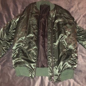 TOPSHOP Forest Green Silky Bomber Jacket